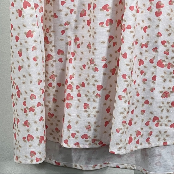 CIDER Baby Doll Top Size XL Pink and White Floral V Neck Short Sleeve - Picture 7 of 11